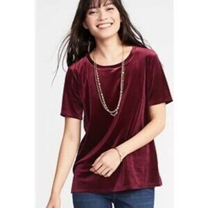 NEW Old Navy Womens Plus 4X Burgundy Velvet T Shirt Top Short Sleeve